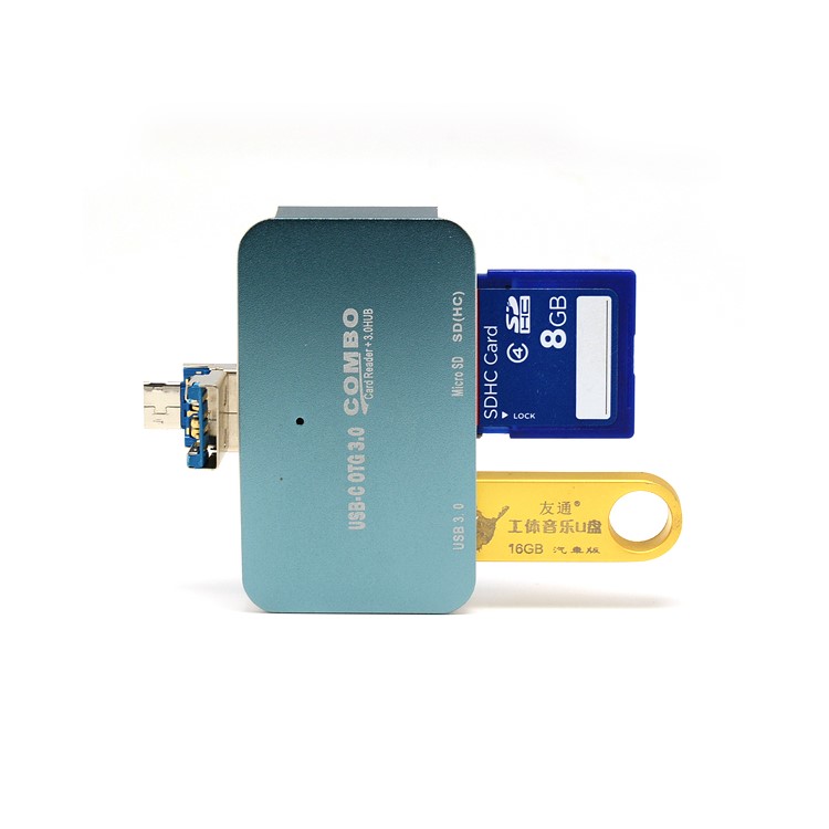 T-699C OTG Function USB Type C Hub Combo to USB 3.0 Port + SD/TF Card Reader - Grey-1