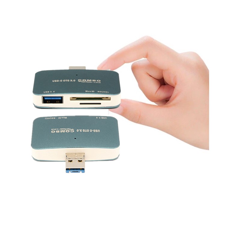 T-699C OTG Function USB Type C Hub Combo to USB 3.0 Port + SD/TF Card Reader - Grey-3