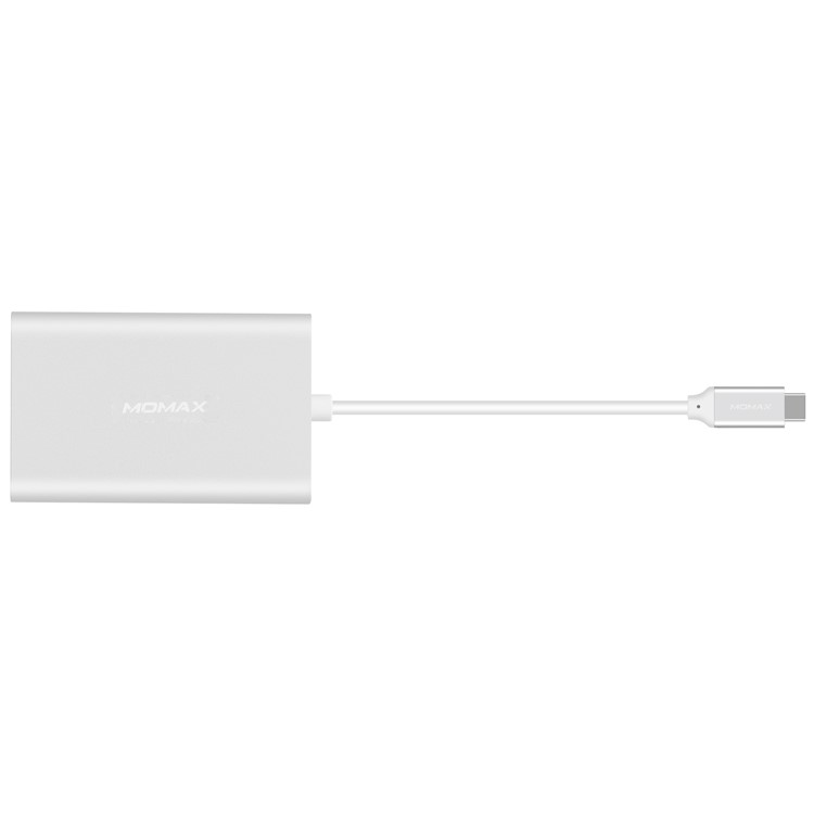 MOMAX ONE LINK Aluminum 3-in-1 Type-C to TF/SD/CF Card Reader Ports Adapter Hub - Silver-3