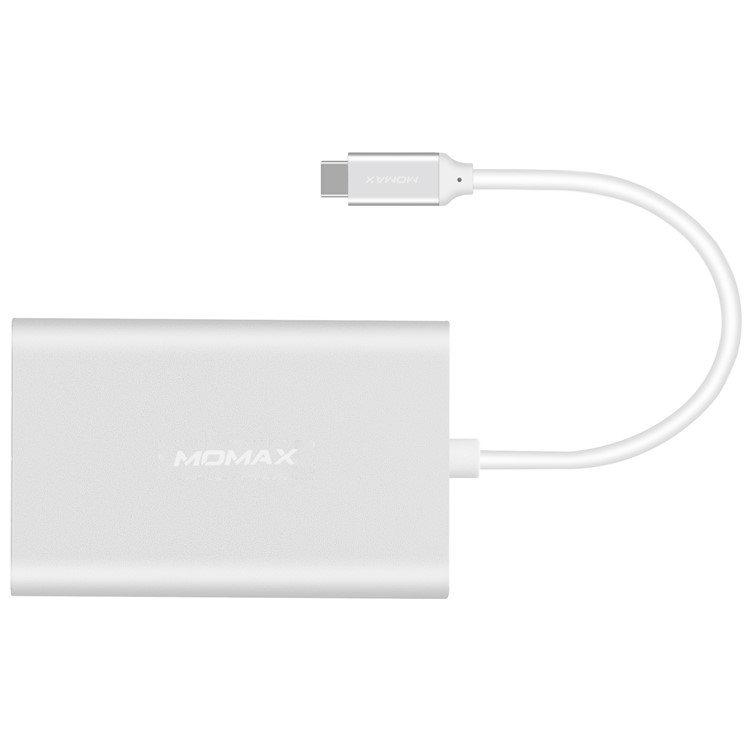 MOMAX ONE LINK Aluminum 3-in-1 Type-C to TF/SD/CF Card Reader Ports Adapter Hub - Silver-8