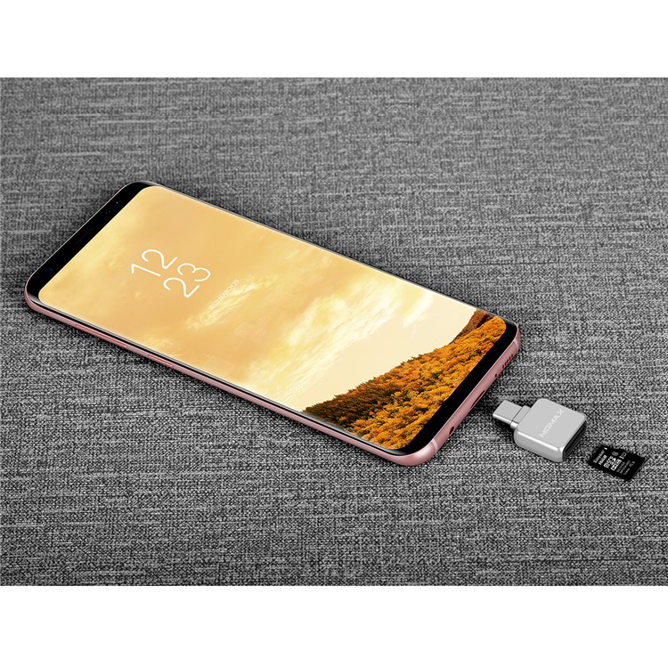 MOMAX Mini-tipo C Porta Micro SD / TF Adaptador De Leitor De Cartão Para Samsung Huawei Xiaomi Etc - Prata-9