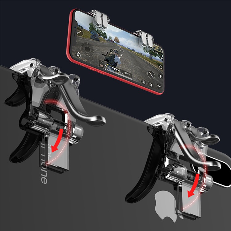 W6 Four Buttons Quick Shooting Game Controllers Assist for STG FPS TPS Games - Black-1
