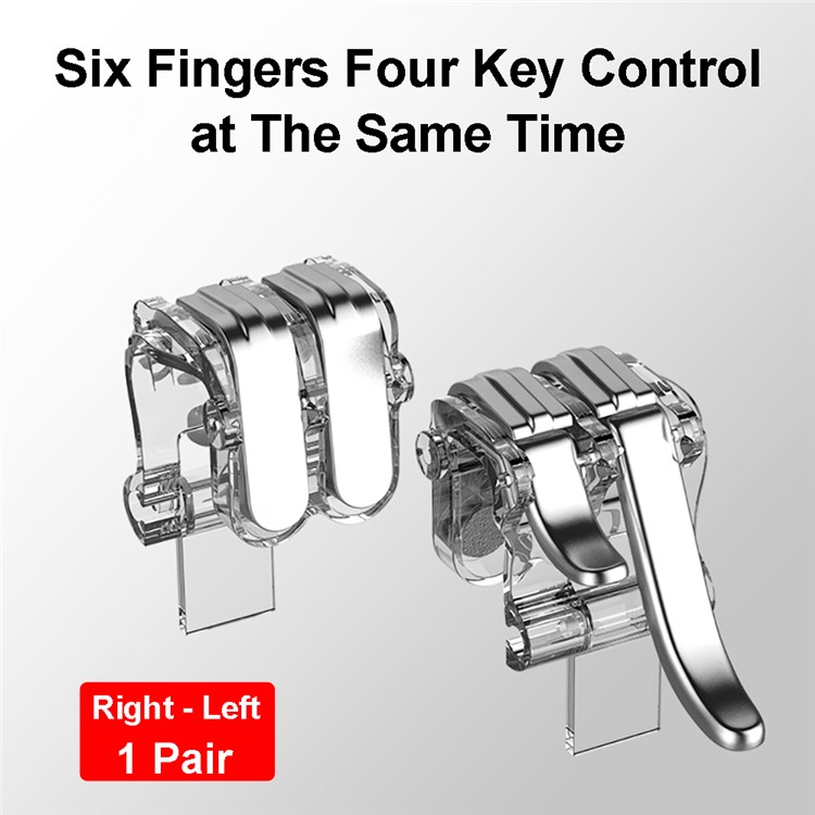 W6 Four Buttons Quick Shooting Professional Game Controllers Assist for STG FPS TPS Games - Silver-4