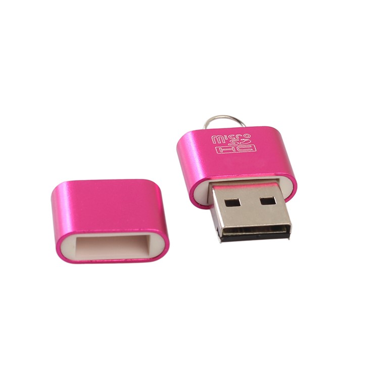 Portable Data Transfer USB 2.0 Card Reader for Micro SD TF Card - Rose-1