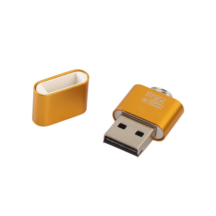 External Data Transfer USB 2.0 Card Reader for Micro SD TF Card - Gold-1