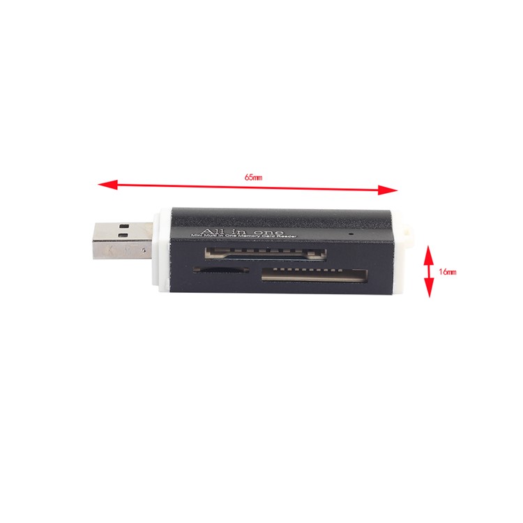 All-in-1 USB 2.0 Memory Card Reader for Micro MS (m2), MS Duo/MS PRO Duo, SD/MMC/SDHC/DC, Micro SD/T-Flash - Black-7