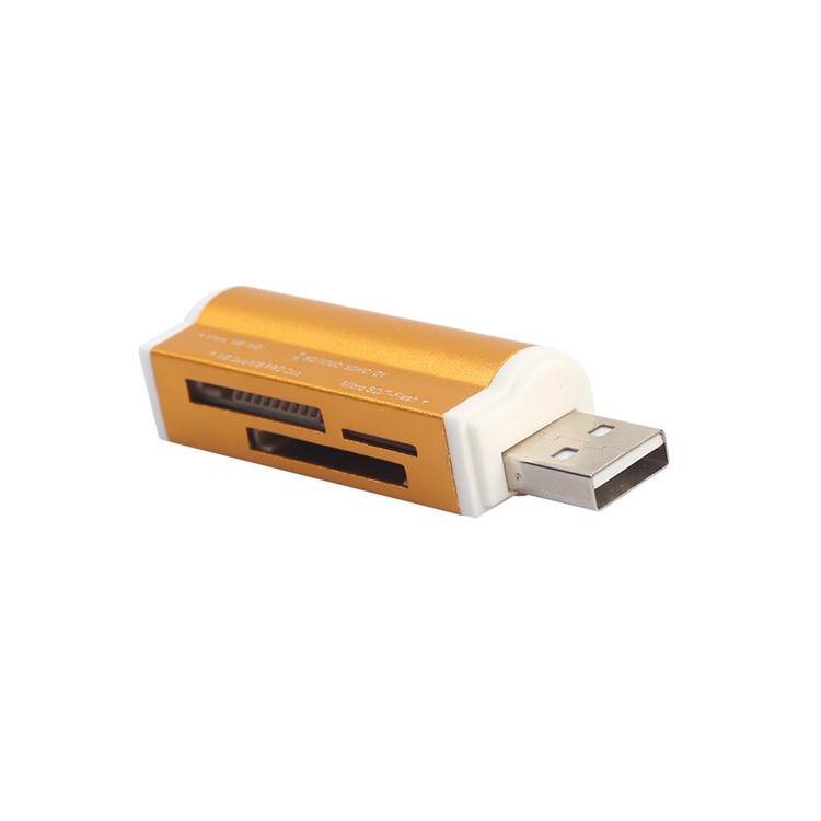 Portable All-in-1 USB 2.0 Memory Card Reader for Micro MS (m2), MS Duo/MS PRO Duo, SD/MMC/SDHC/DC, Micro SD/T-Flash - Gold-4