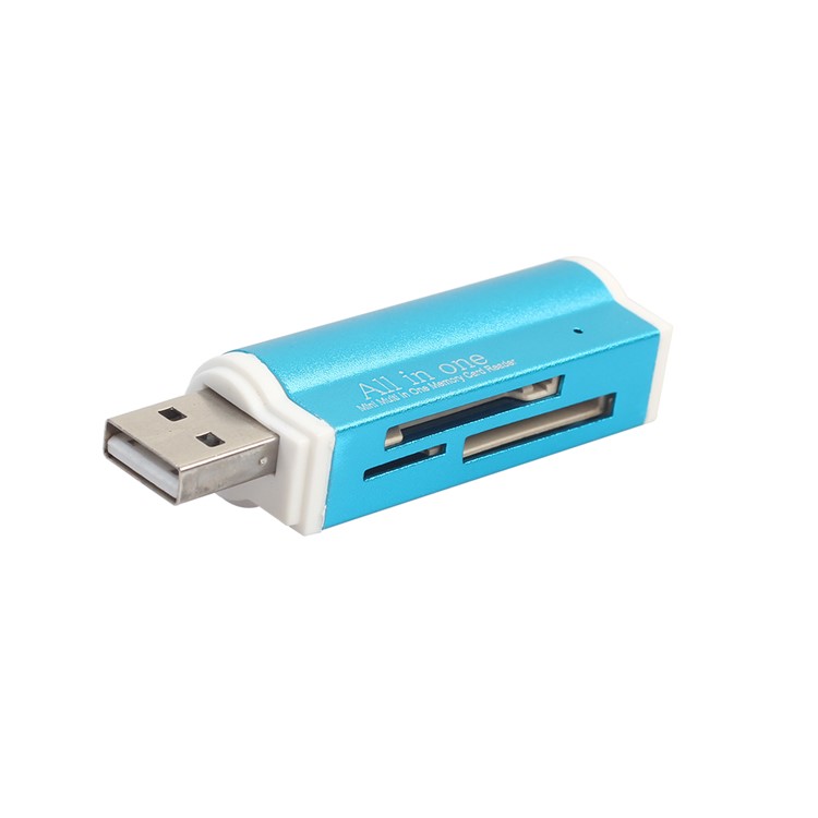 All-in-1 USB 2.0 Memory Card Reader for Micro MS (m2), MS Duo/MS PRO Duo, SD/MMC/SDHC/DC, Micro SD/T-Flash - Blue-1