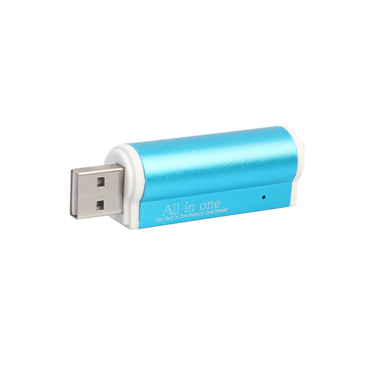 All-in-1 USB 2.0 Memory Card Reader for Micro MS (m2), MS Duo/MS PRO Duo, SD/MMC/SDHC/DC, Micro SD/T-Flash - Blue-2