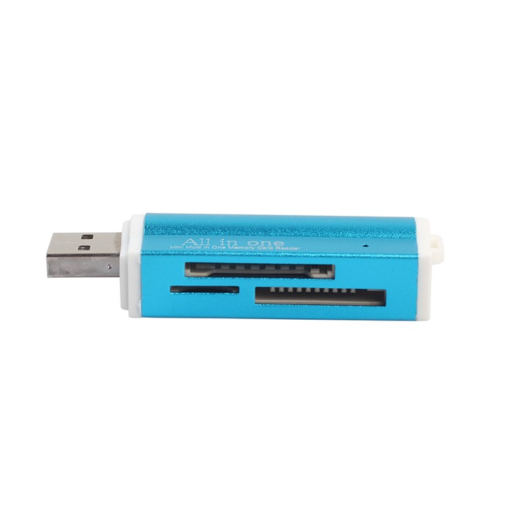 All-in-1 USB 2.0 Memory Card Reader for Micro MS (m2), MS Duo/MS PRO Duo, SD/MMC/SDHC/DC, Micro SD/T-Flash - Blue-3