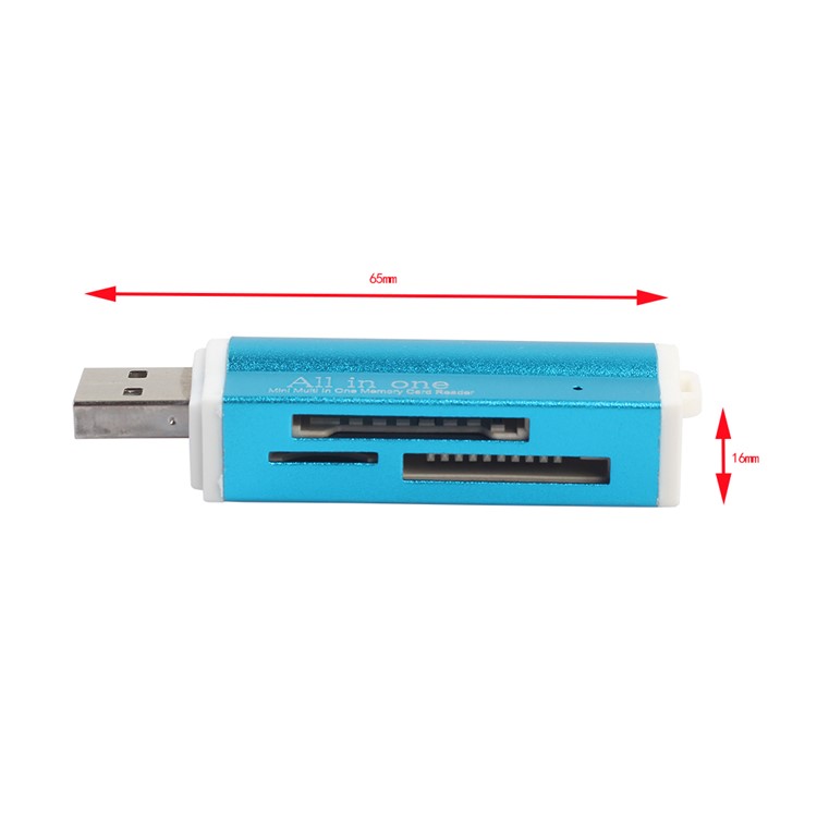 All-in-1 USB 2.0 Memory Card Reader for Micro MS (m2), MS Duo/MS PRO Duo, SD/MMC/SDHC/DC, Micro SD/T-Flash - Blue-5
