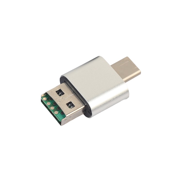 Portable 2-in-1 USB 2.0 + USB Type-C TF/SD Card Reader Support OTG - Silver-4