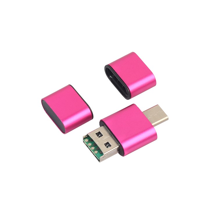 2-in-1 USB Type-C + USB 2.0 TF/SD Card Reader Support OTG - Rose-1
