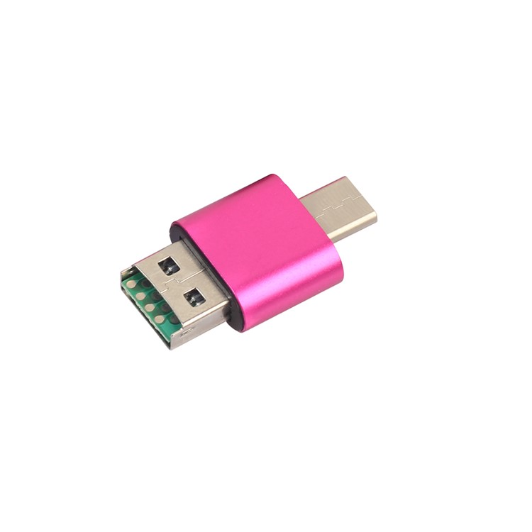 2-in-1 USB Type-C + USB 2.0 TF/SD Card Reader Support OTG - Rose-4