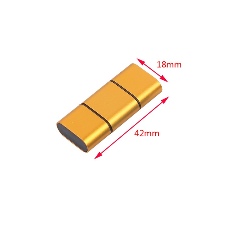 2-in-1 USB Type-C + USB 2.0 TF/SD Card Reader Support OTG - Gold-3