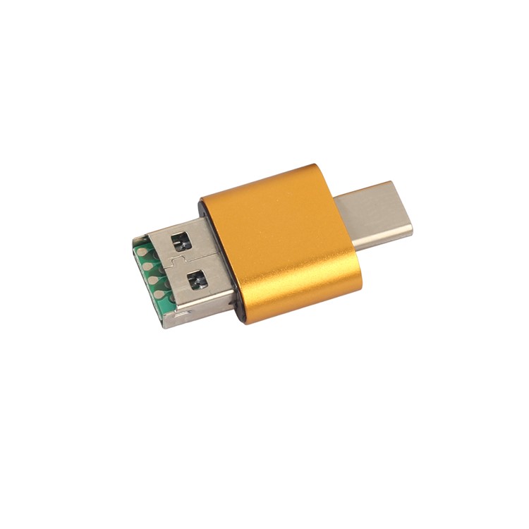 2-in-1 USB Type-C + USB 2.0 TF/SD Card Reader Support OTG - Gold-4