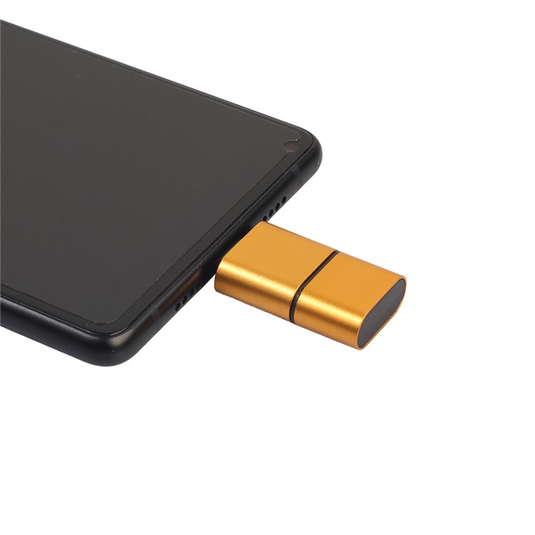 2-in-1 USB Type-C + USB 2.0 TF/SD Card Reader Support OTG - Gold-5