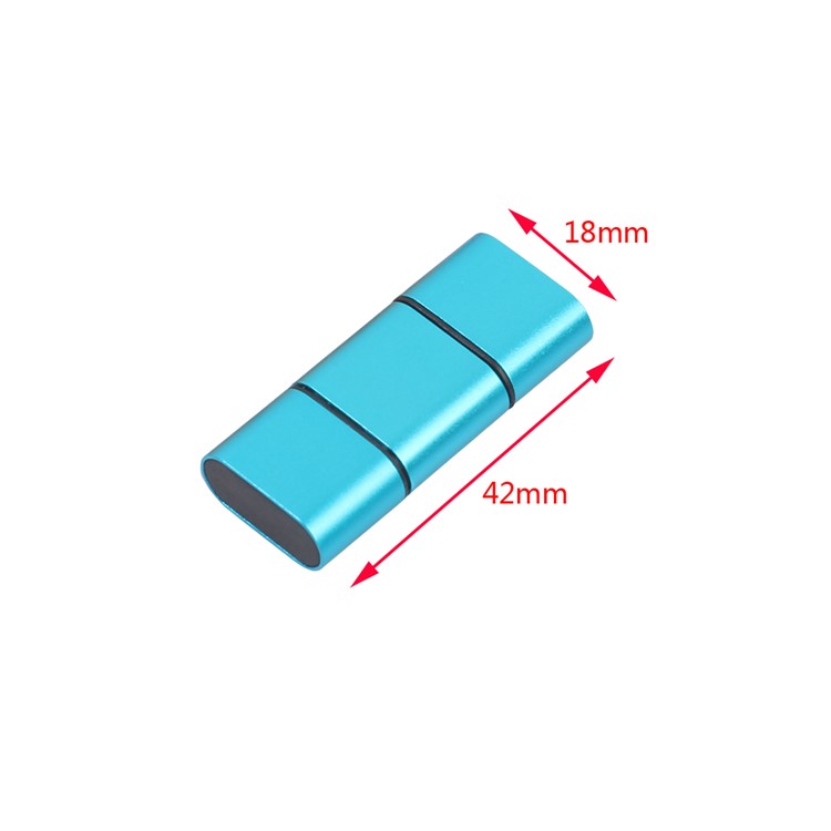 Mini 2-in-1 USB 2.0 + USB Typ-C TF / SD-Kartenleser Unterstützt OTG - Blau-3