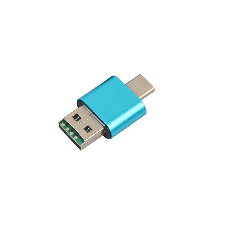 Mini 2-in-1 USB 2.0 + USB Typ-C TF / SD-Kartenleser Unterstützt OTG - Blau-4