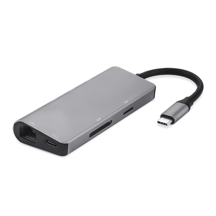 USB Type-C Multi-port Hub with HDMI Output + SD/TF Card Reader + 2 USB 3.0 Ports + 60W Type-C Power Delivery + RJ45 Gigabit Ethernet Adapter-7