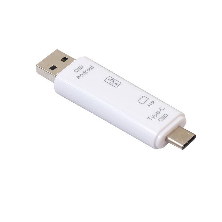 High Speed USB 3.1 Card Reader SD TF Micro SD Card Reader Type-C USB-C Micro USB Memory OTG Card Reader - White-2