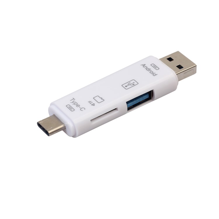 High Speed USB 3.1 Card Reader SD TF Micro SD Card Reader Type-C USB-C Micro USB Memory OTG Card Reader - White-3