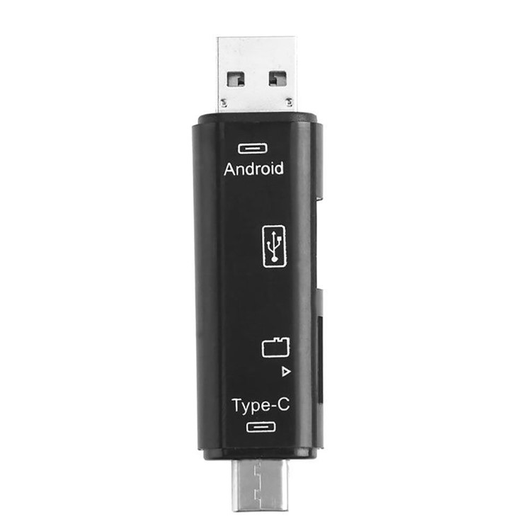 XQ-R014 Type-C + USB2.0 + Micro USB SD/TF Card Reader Support OTG Function for Smartphones and Laptops - Gold-2