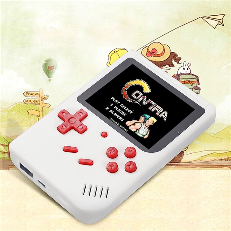 Q3 Video Game Console Built-in 8 Bit 300 Classic Game 2.8 inch Screen Retro Children Game Player Power Bank - White-4