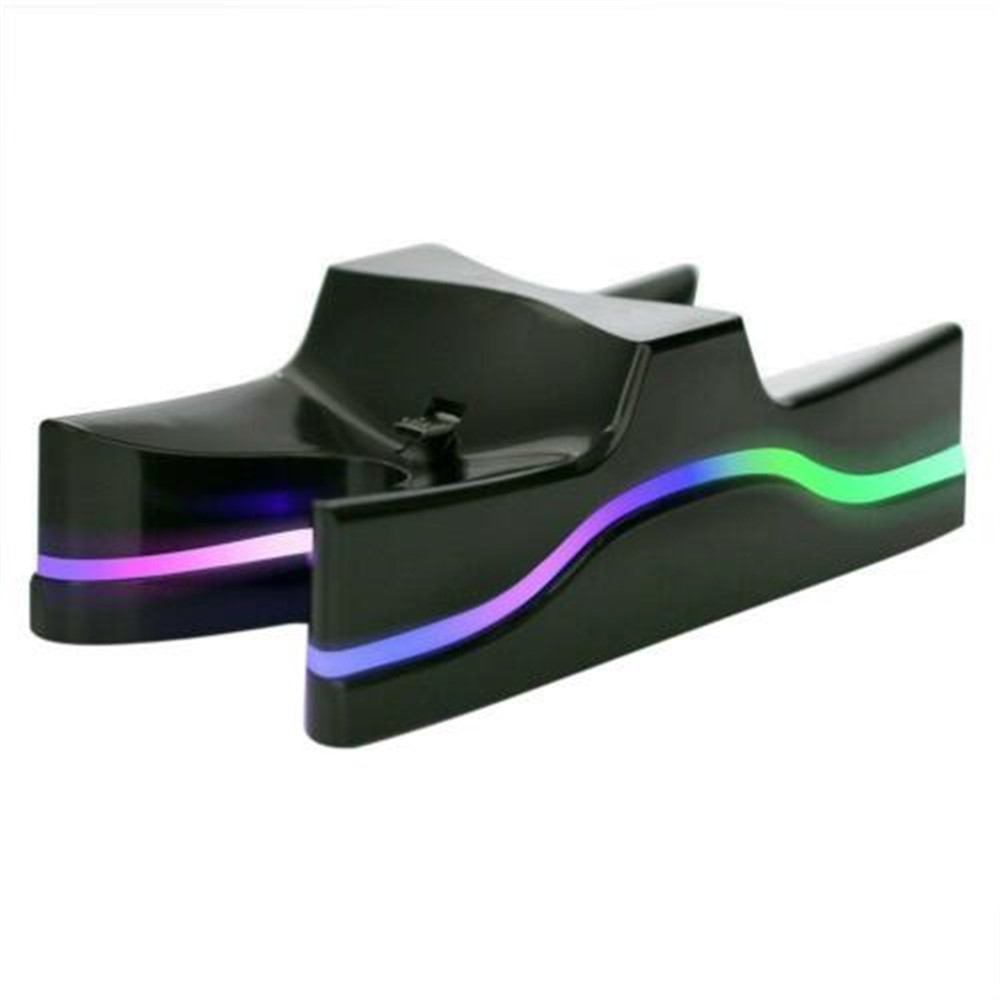 PS4 LED De Luz Controlada Estação De Carregador Duplo USB LED Carregamento Stand Doca - Preto-6