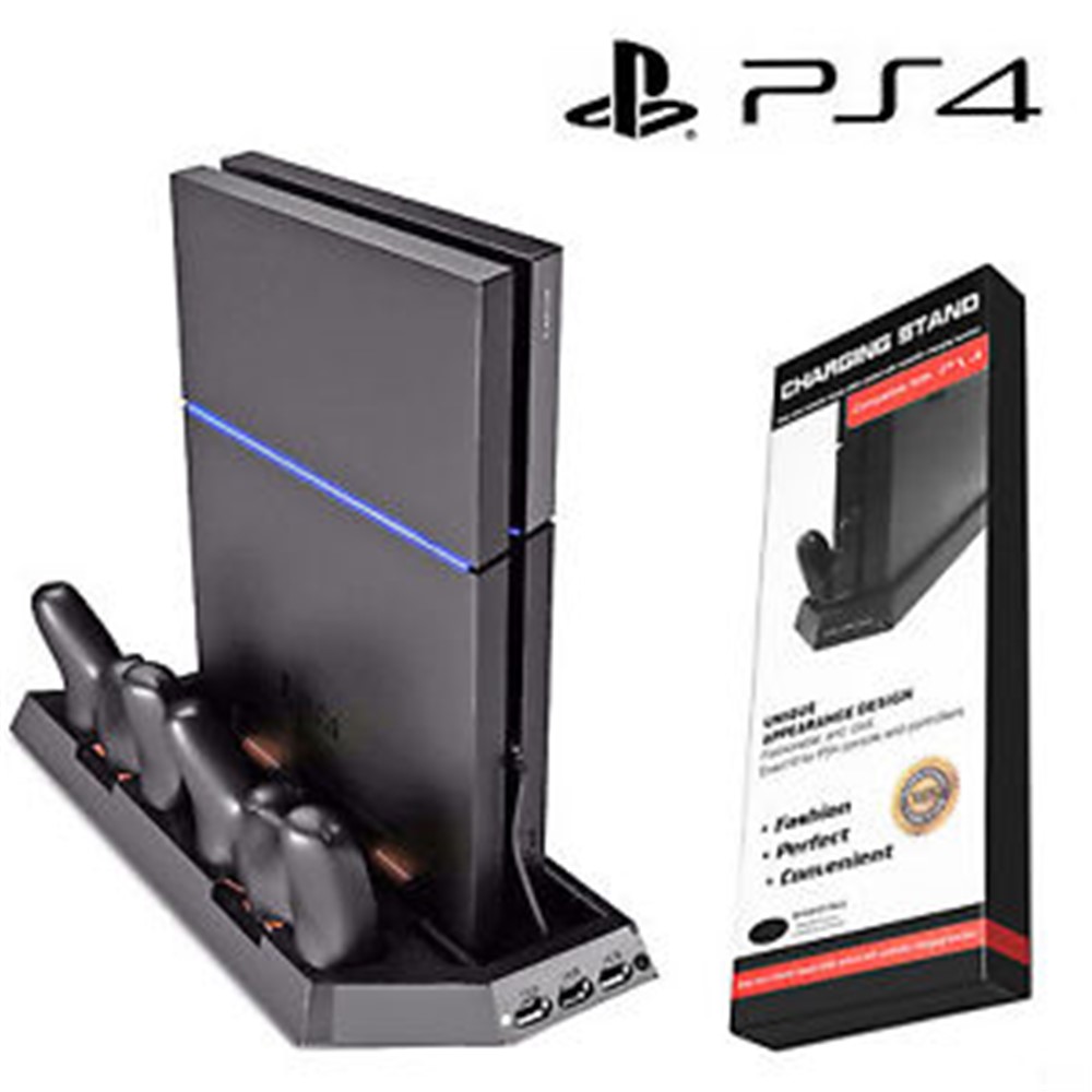 Multi-functional Console Stand with Vent Fans & Dual Controller Charging Slots for PS4-11