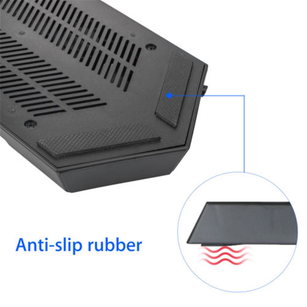 PS4 Console Ultra Fin Fine Stand Cansotador Com Ventilador de Resfriamento Duplo / 2 Portas de Carregamento USB - Preto