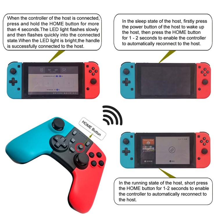 Pour Switch Game Console Contrôleur Contrôleur Bluetooth Gamepad Sans Fil-8