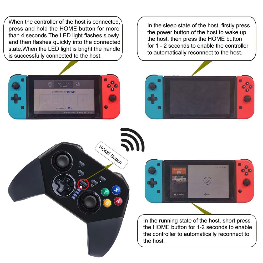 8579 Interruttore PRO Regolatore Gamepad Bluetooth Senza Fili Per Console Switch Con Tasti TURBO Macinazione E Pc / Android - Nero-7