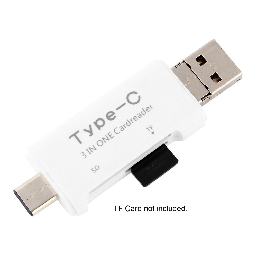 3 in 1 Type C + USB + Micro USB TF/Micro SD & SD Card Reader - White-6