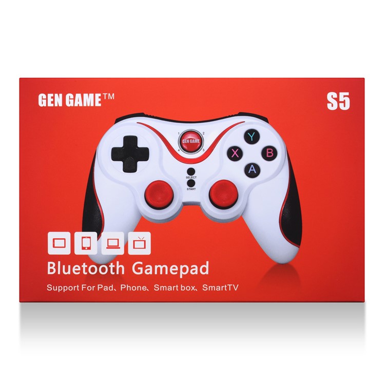 GEN GAME S5 Wireless Bluetooth Gamepad Game Controller with Clip Holder for iOS Android - White-5