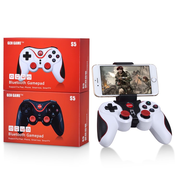 GEN GAME S5 Wireless Bluetooth Gamepad Game Controller with Clip Holder for iOS Android - White-7