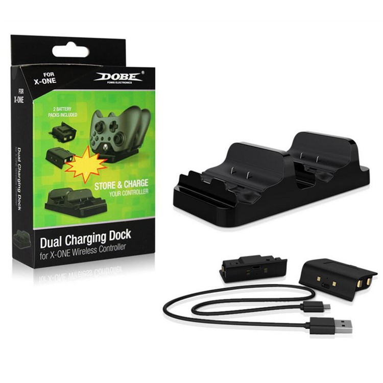 Dual Charger Dock Station + 2 Rechargeable Batteries for Microsoft Xbox One Wireless Controller - Black-12