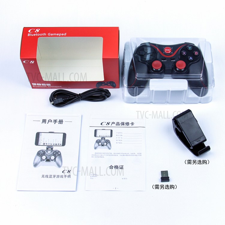 C8 Wireless Bluetooth Game Controller Gamepad Joystick for iOS Android Etc with Phone Clamp Holder-23