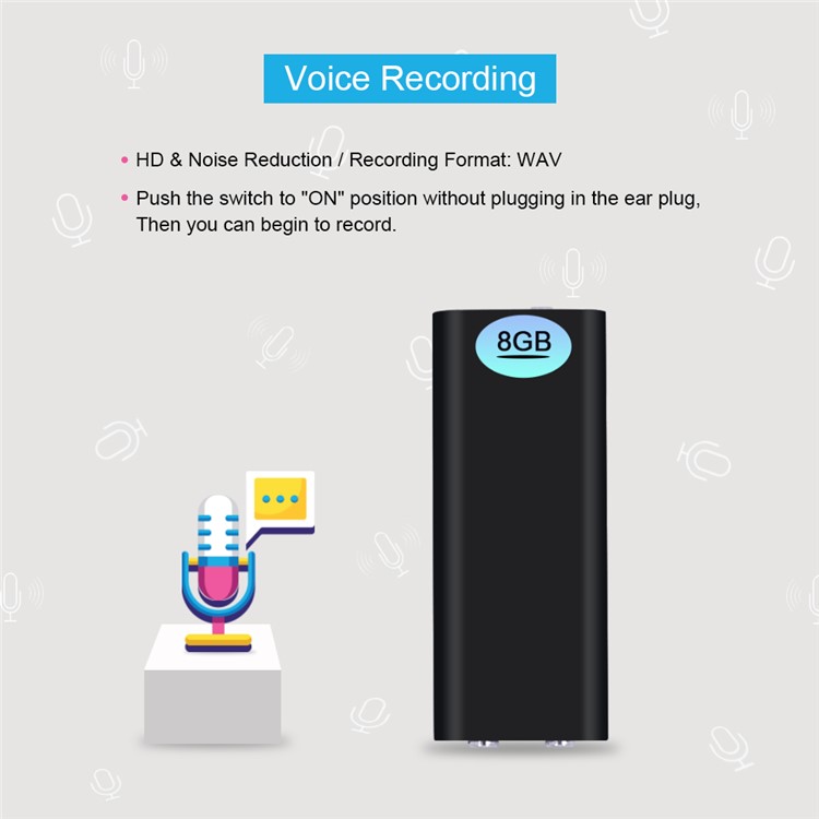 3-in-1 8GB Professional Mini Voice Recorder Digital Audio Dictaphone + MP3 Player + USB Flash Drive-9