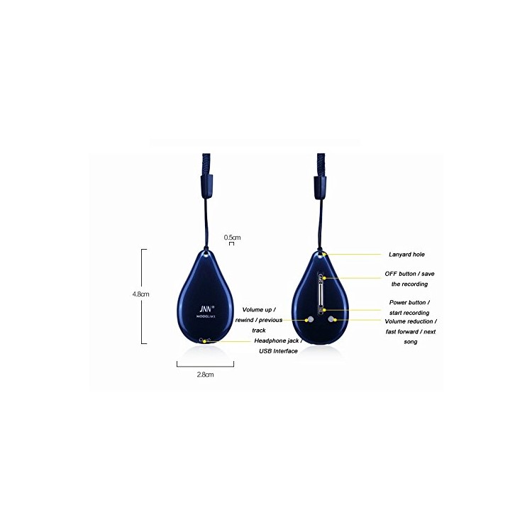 JNN Pendant Style 8GB Miniature Voice Recorder MP3 Player Support Files Encryption - Black-4