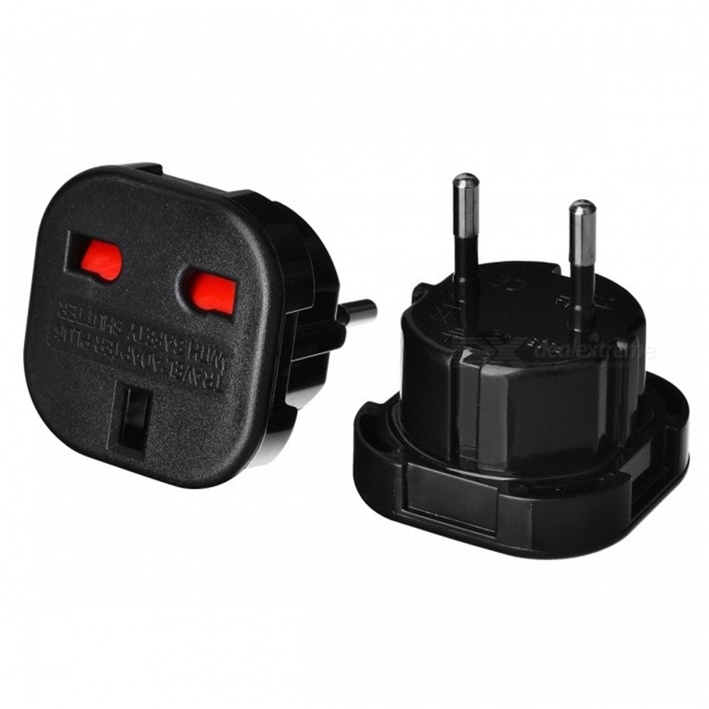 10pcs / Setzen Sie Großbritannien Auf EU AC Power Travel -stecker -adapter -sockel -konverter - Schwarz