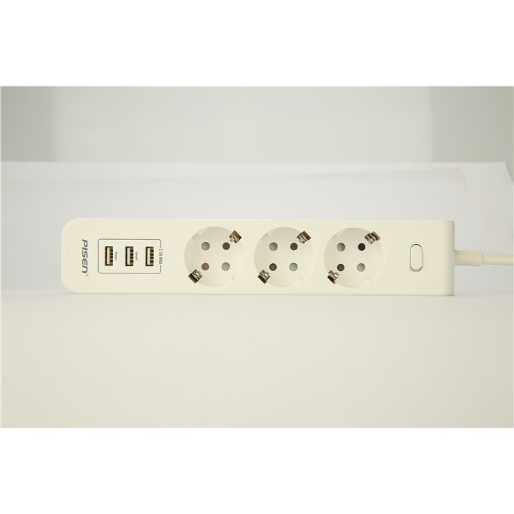 PISEN 303-EP Smart Power Strip with 3 Power Sockets + 3 USB Ports - EU Plug-15