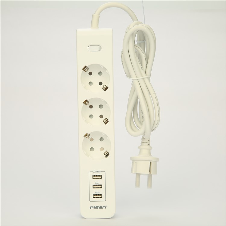 PISEN 303-EP Smart Power Strip with 3 Power Sockets + 3 USB Ports - EU Plug-2