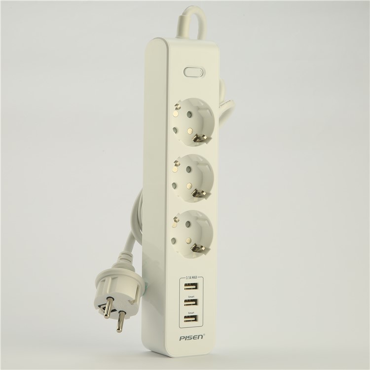 PISEN 303-EP Smart Power Strip with 3 Power Sockets + 3 USB Ports - EU Plug-4