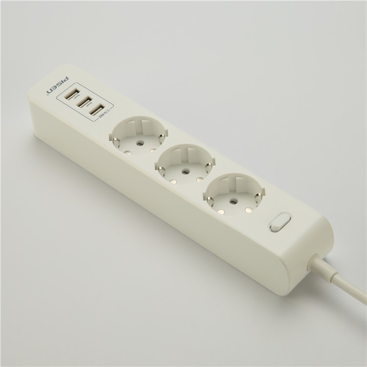 PISEN 303-EP Smart Power Strip with 3 Power Sockets + 3 USB Ports - EU Plug-7