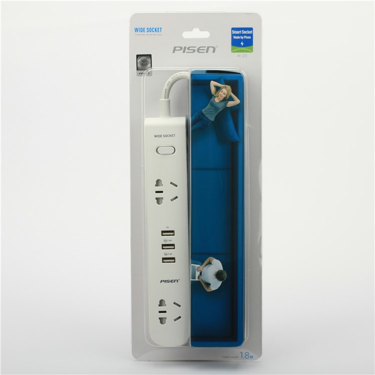 PISEN K-23 Smart Power Strip with 2 Power Sockets + 3 USB Ports - EU Plug-15