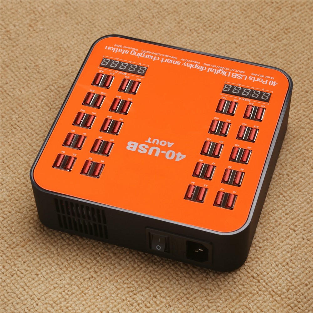 840 40 Ports USB Charger 5V Digital Display Intelligent Charging Station - UK Plug-2