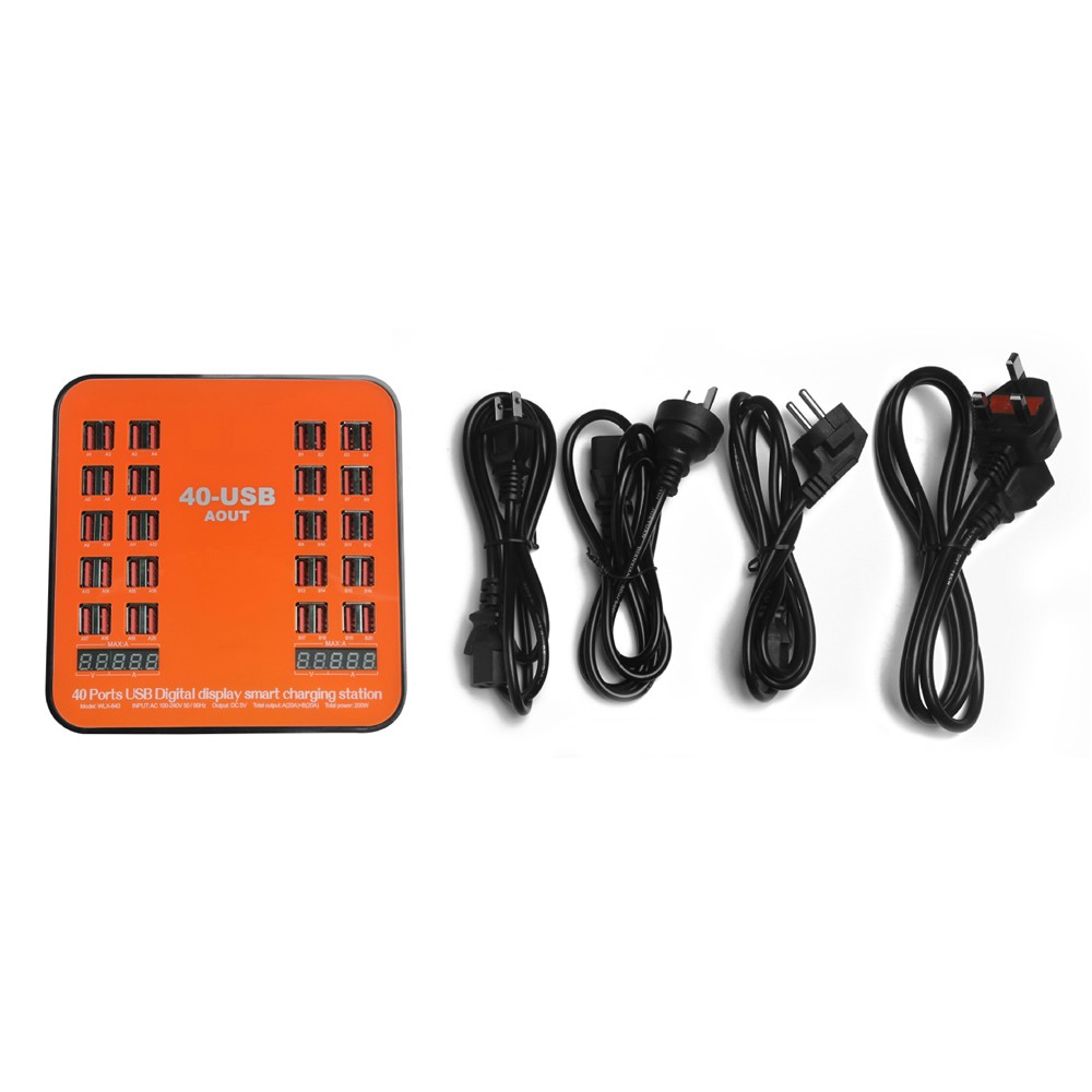 840 40 Ports USB Charger 5V Digital Display Intelligent Charging Station - UK Plug-8