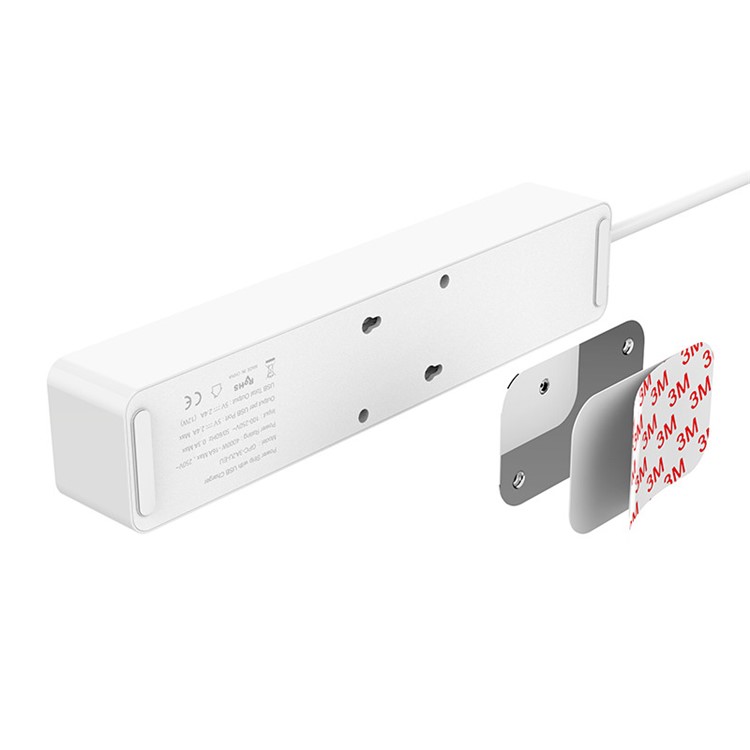 ORICO GPC-3A2U-EU 3 AC Outlet Power Strip with 2 USB Charging Port and Adhesive Board - White-4