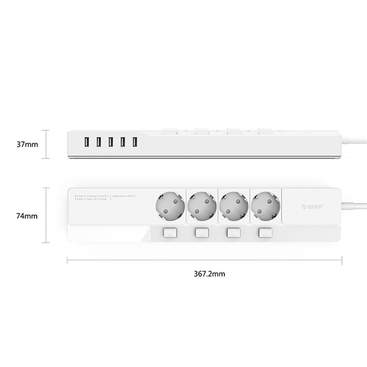 ORICO 4 AC Outlet 5 USB Port Surge Protector (OSJ-4A5U-EU)-4